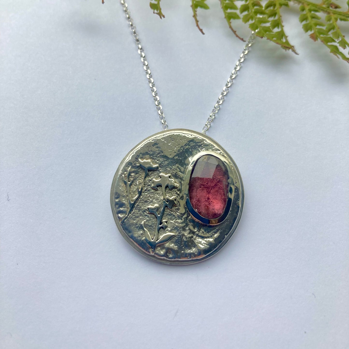 Wildflowers Pendant with Rich Pink Tourmaline