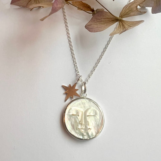 Large Moon Face Charm Pendant